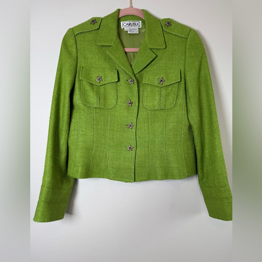 Carlisle Green Women's Blazer with Star Buttons